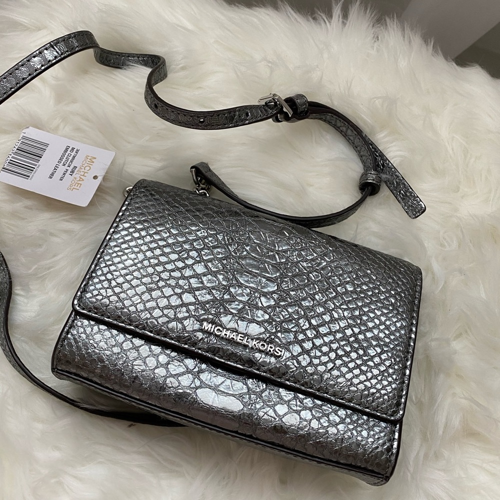 NWT Michael Kors Grey Silver Snakeskin Bag
